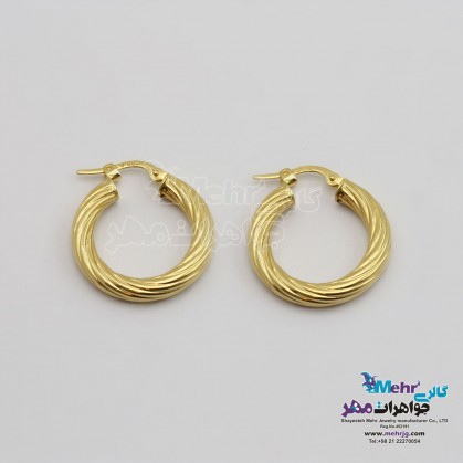 Gold Hoop Earrings - Geometric Design-ME1117